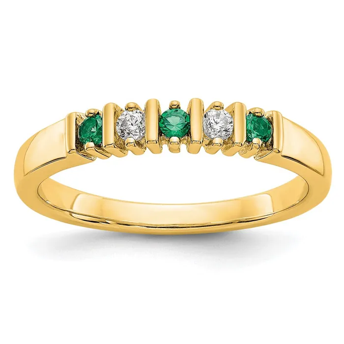 Rings Goldia Solid 14k Yellow Gold Simulated CZ wSimulated Emerald Band