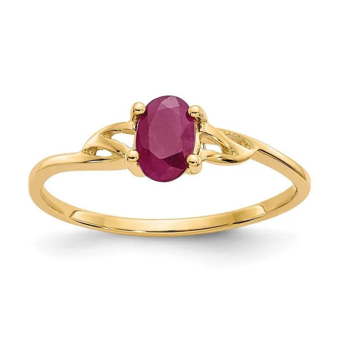 Rings Goldia Solid 14k Yellow Gold Simulated Ruby Birthstone Ring