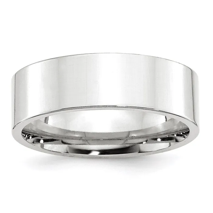 Rings Goldia Solid 18K White Gold 7mm Standard Flat Comfort Fit MensWomens Wedding Band Ring Size 85