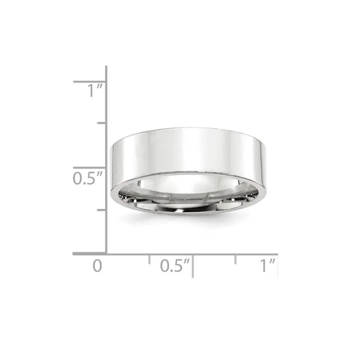 Rings Goldia Solid 18K White Gold 7mm Standard Flat Comfort Fit MensWomens Wedding Band Ring Size 85