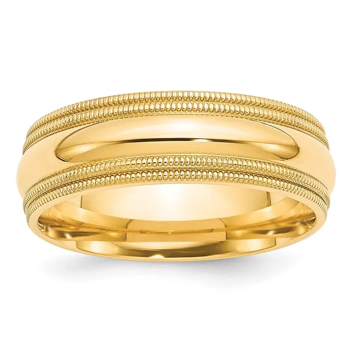 Rings Goldia Solid 18K Yellow Gold 7mm Double Milgrain Comfort Fit MensWomens Wedding Band Ring Size 115