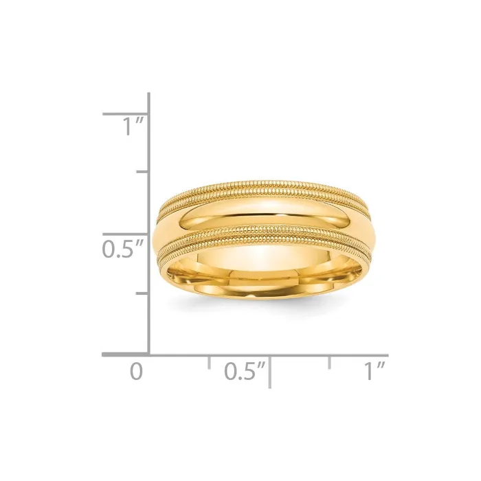 Rings Goldia Solid 18K Yellow Gold 7mm Double Milgrain Comfort Fit MensWomens Wedding Band Ring Size 115