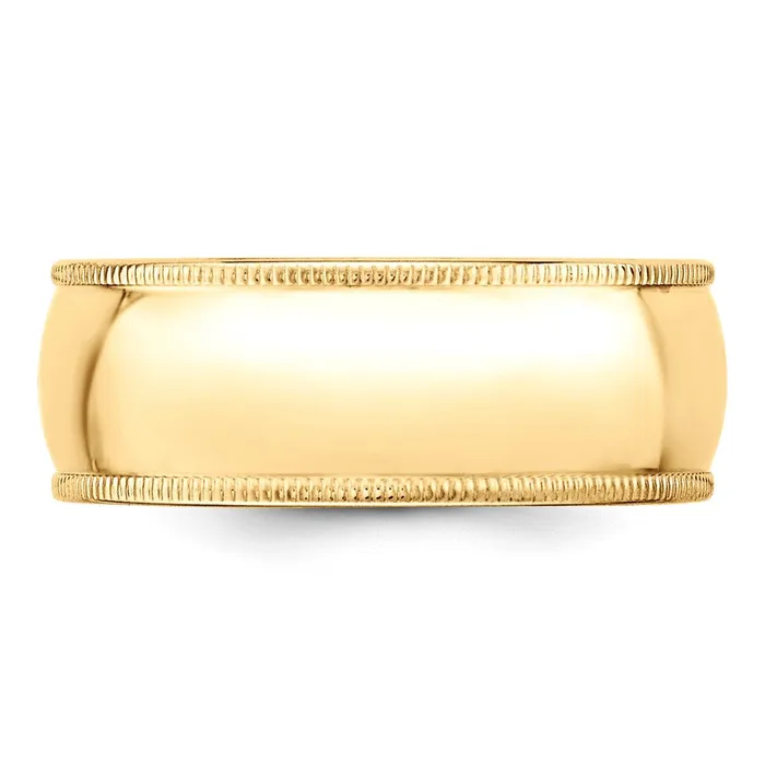Rings Goldia Solid 18K Yellow Gold 8mm Milgrain Half Round MensWomens Wedding Band Ring Size 14