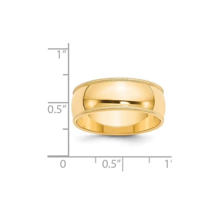 Rings Goldia Solid 18K Yellow Gold 8mm Milgrain Half Round MensWomens Wedding Band Ring Size 14