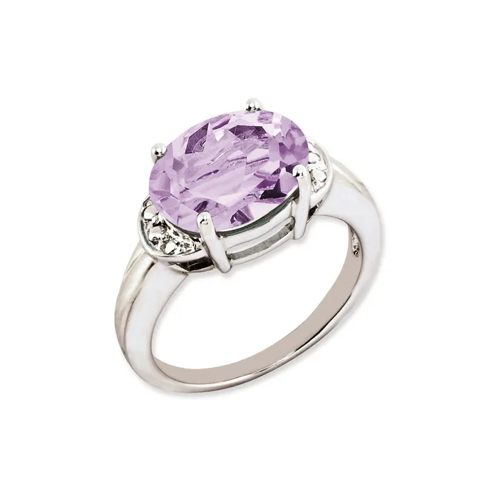 Rings Goldia Sterling Silver 14K White Gold Plated Oval Pink Quartz Gemstone Birthstone Ring Fine Jewelry Gift for Her