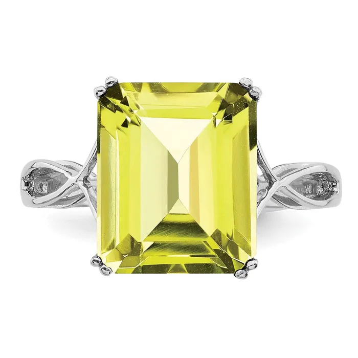 Rings Goldia Sterling Silver Rhodium Lemon Quartz Ring