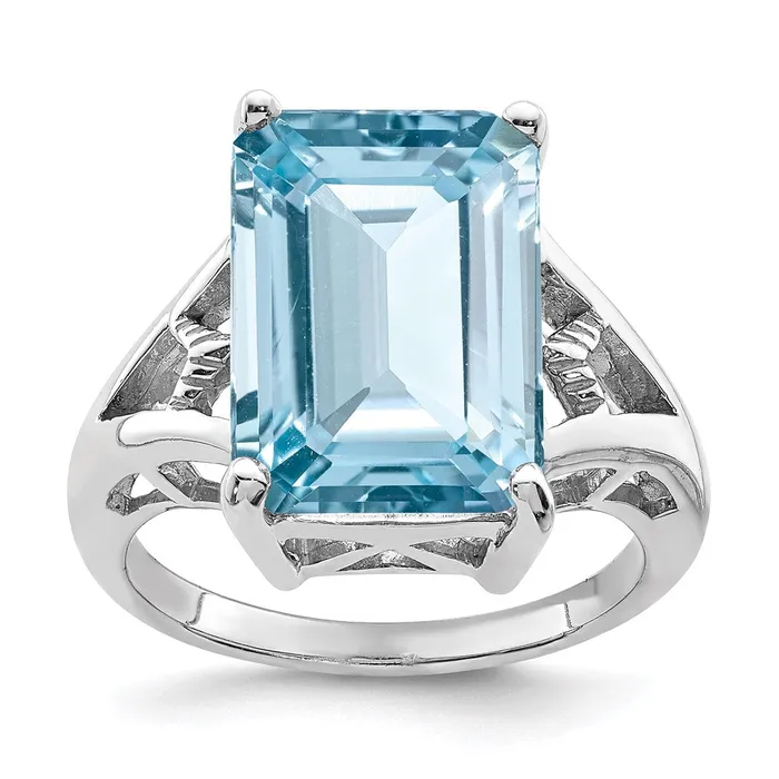 Rings Goldia Sterling Silver Rhodium Light Swiss Blue Topaz Ring