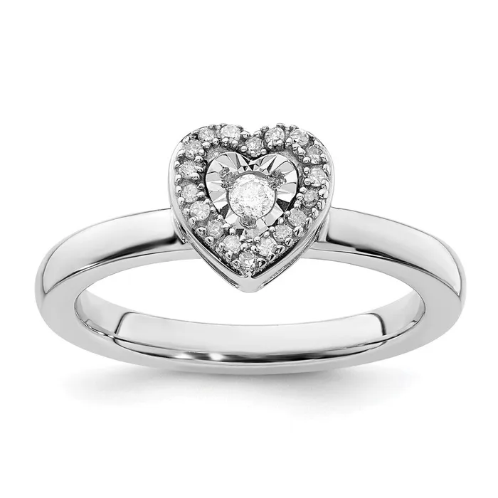 Rings Goldia Sterling Silver Stackable Expressions Heart Diamond Ring