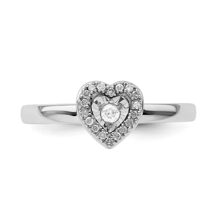 Rings Goldia Sterling Silver Stackable Expressions Heart Diamond Ring