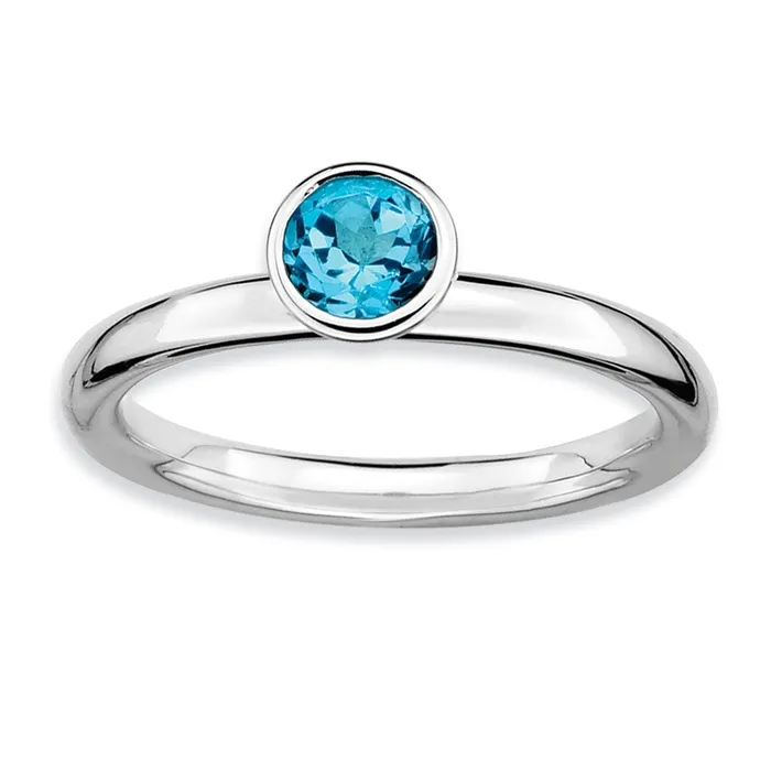 Rings Goldia Sterling Silver Stackable Expressions High 5mm Round Blue Topaz Ring