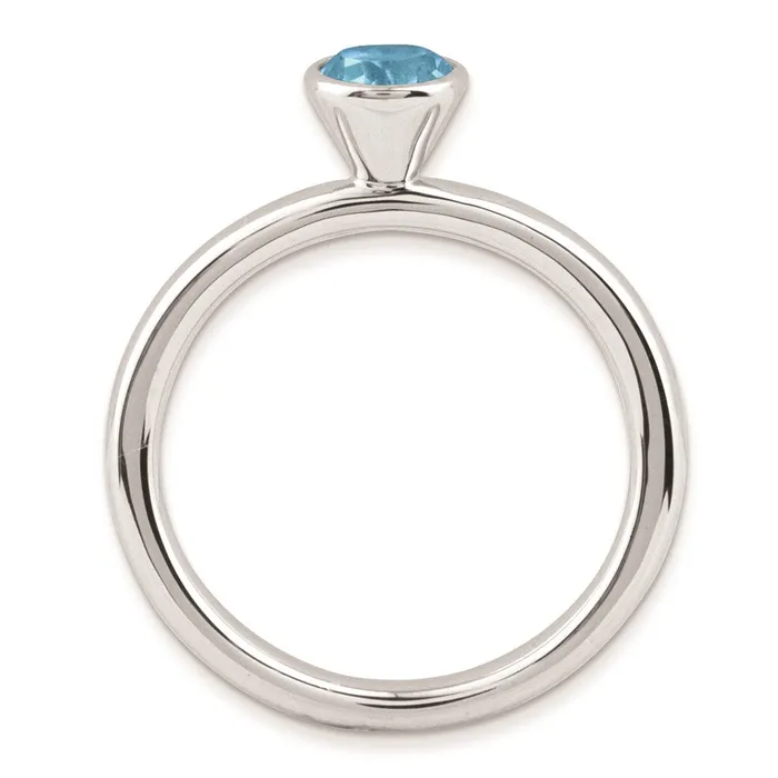 Rings Goldia Sterling Silver Stackable Expressions High 5mm Round Blue Topaz Ring
