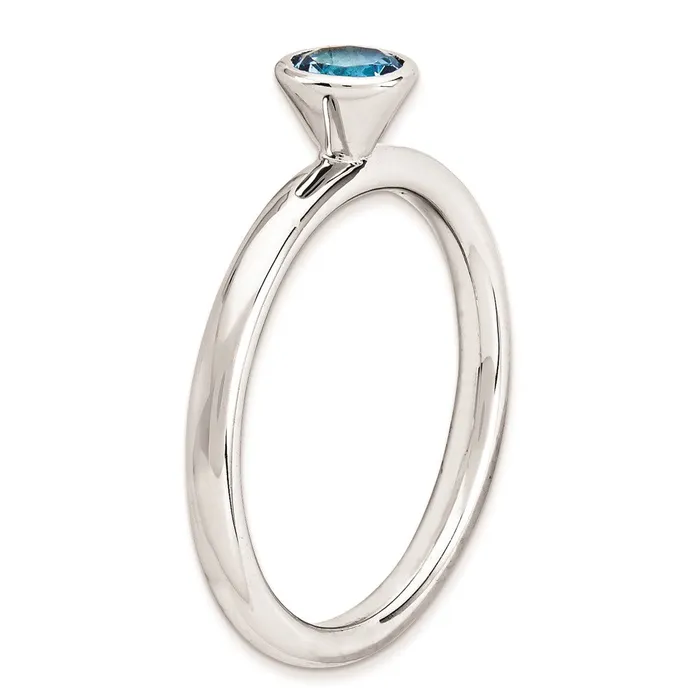 Rings Goldia Sterling Silver Stackable Expressions High 5mm Round Blue Topaz Ring