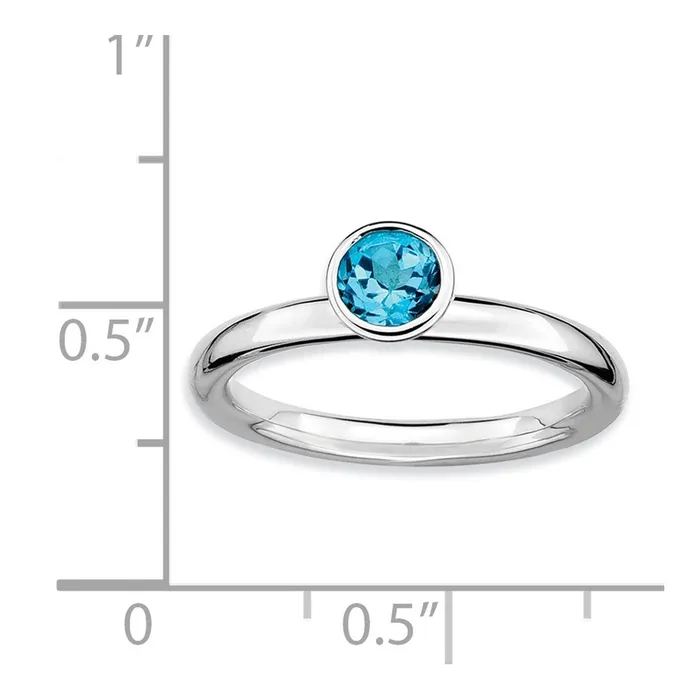 Rings Goldia Sterling Silver Stackable Expressions High 5mm Round Blue Topaz Ring