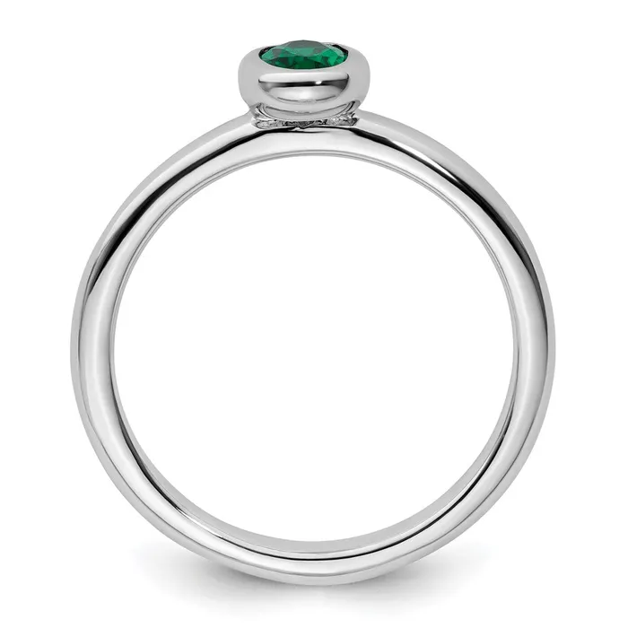 Rings Goldia Sterling Silver Stackable Expressions Oval Created Emerald Ring