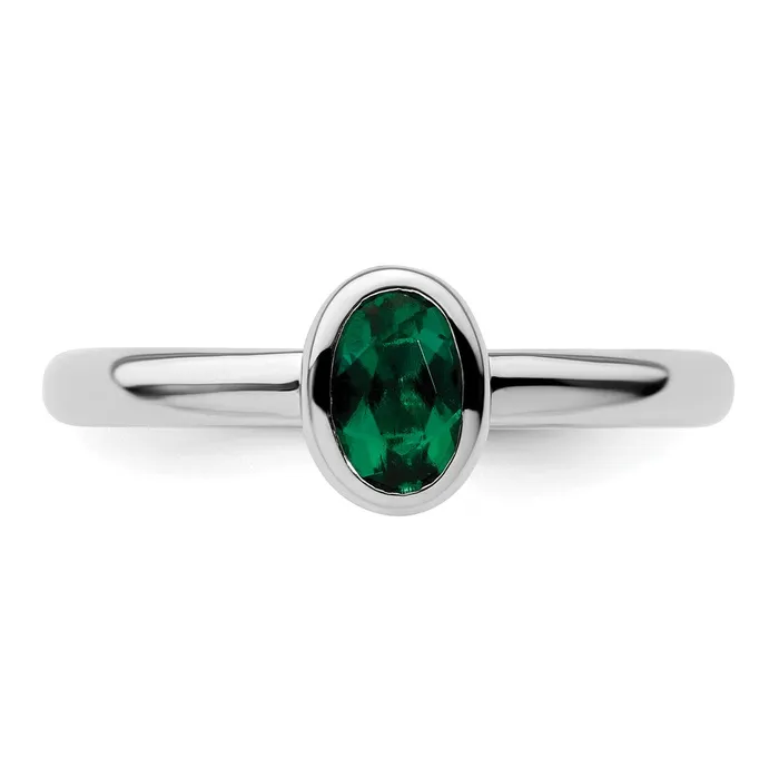 Rings Goldia Sterling Silver Stackable Expressions Oval Created Emerald Ring