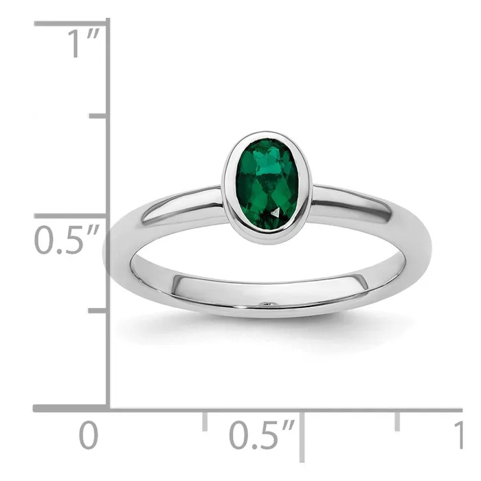 Rings Goldia Sterling Silver Stackable Expressions Oval Created Emerald Ring