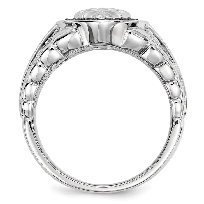 Rings Goldia White Night Sterling Silver Rhodiumplated Black Diamond Oval Skull Mens Ring