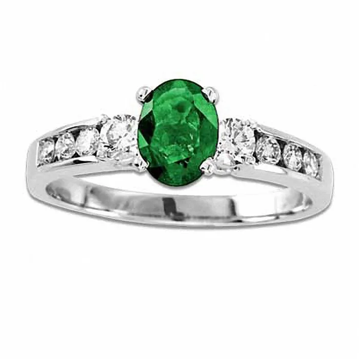 Rings Goldia Your Stone Your Story Oval Emerald and 038 CT TW Natural Diamond Ring in Solid 14K White Gold
