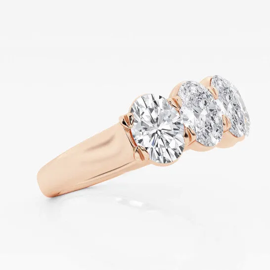 Rings JMS always Original Brilliant Diamond 14K Rose Gold 3 CTTW OvalCut LAB GROWN Diamond Five Stone Anniversary Band FG SI1