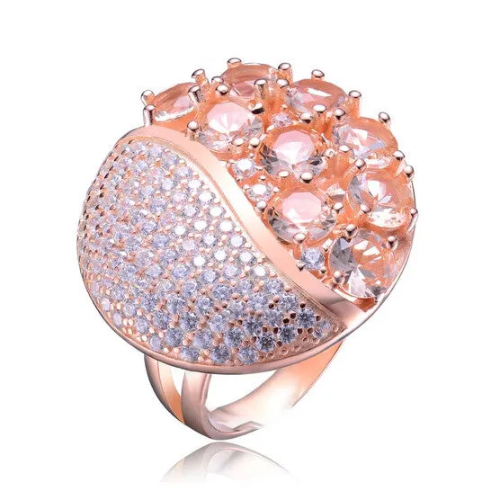 Rings JMS always Original Megan Walford Elegant Rose Over Sterling Silver Round Morganite Peach Cocktail Ring