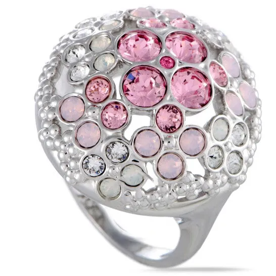 Rings JMS always Original Swarovski Cherie Pink and Clear Crystals Flowers Ring
