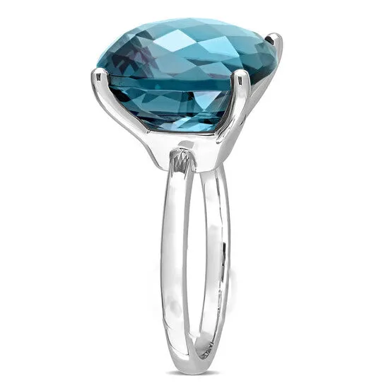 Rings Original Amour 19 14 CT TGW Cushion Checkerboard London Blue Topaz Cocktail Ring in 14k White Gold JMS always Rings Original Amour 19 14 CT TGW Cushion Checkerboard London Blue Topaz Cocktail Ring in 14k White Gold JMS always