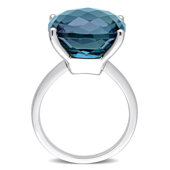 Rings Original Amour 19 14 CT TGW Cushion Checkerboard London Blue Topaz Cocktail Ring in 14k White Gold JMS always Rings Original Amour 19 14 CT TGW Cushion Checkerboard London Blue Topaz Cocktail Ring in 14k White Gold JMS always