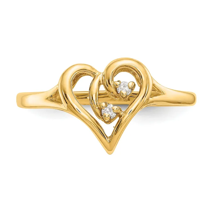 Rings Solid 14k White Gold 6mm Heart Simulated Sapphire AA CZ Ring Goldia