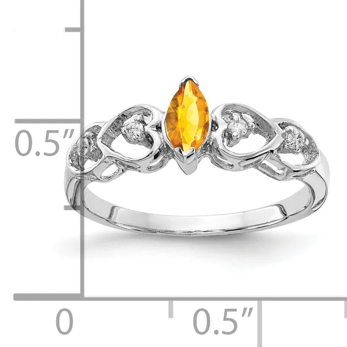 Rings Solid 14k White Gold 6x3mm Marquise Simulated Citrine VS CZ Ring Goldia