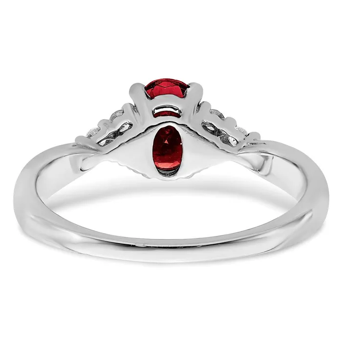 Rings Solid 14k White Gold Created Simulated Ruby and CZ Ring Goldia