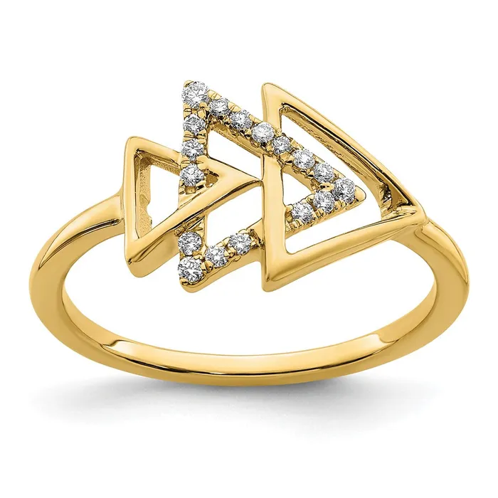 Rings Solid 14k Yellow Gold Polished Triple Triangle Simulated CZ Ring Goldia