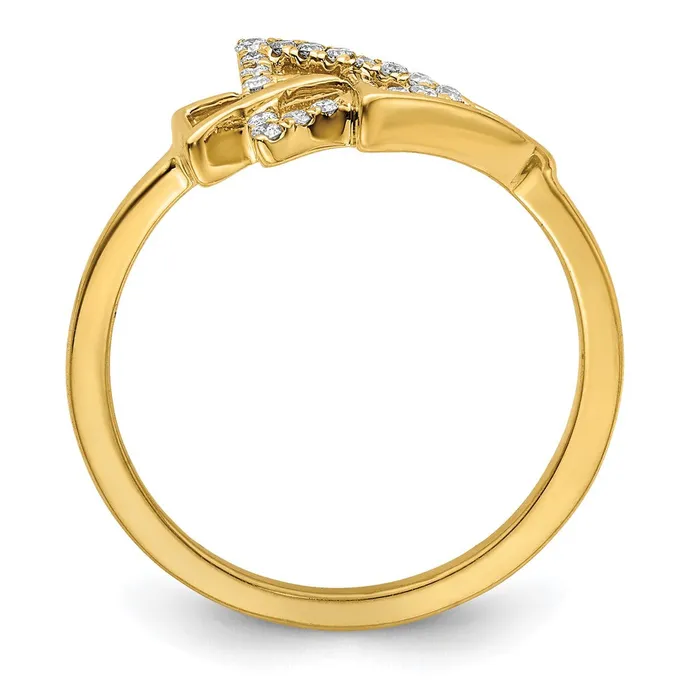 Rings Solid 14k Yellow Gold Polished Triple Triangle Simulated CZ Ring Goldia