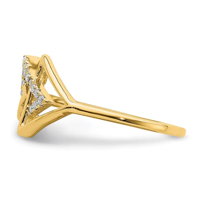 Rings Solid 14k Yellow Gold Polished Triple Triangle Simulated CZ Ring Goldia