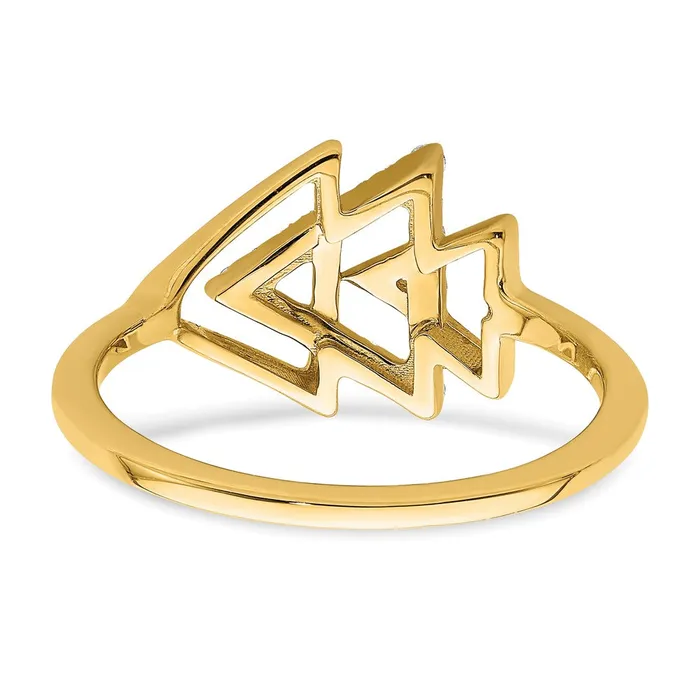 Rings Solid 14k Yellow Gold Polished Triple Triangle Simulated CZ Ring Goldia