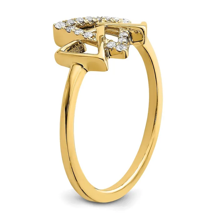 Rings Solid 14k Yellow Gold Polished Triple Triangle Simulated CZ Ring Goldia