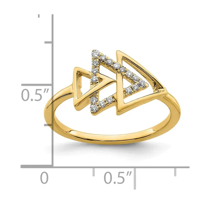 Rings Solid 14k Yellow Gold Polished Triple Triangle Simulated CZ Ring Goldia