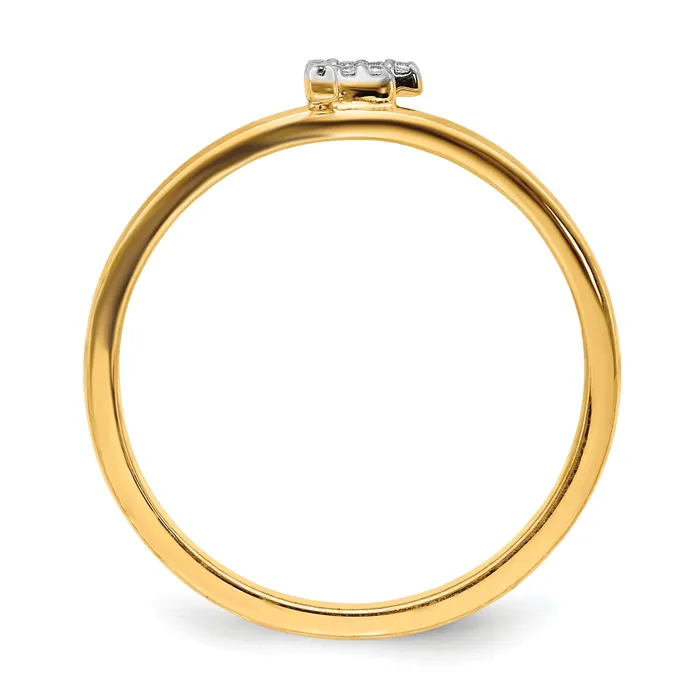 Rings Solid 14k Yellow Gold Simulated CZ Initial F Ring Goldia