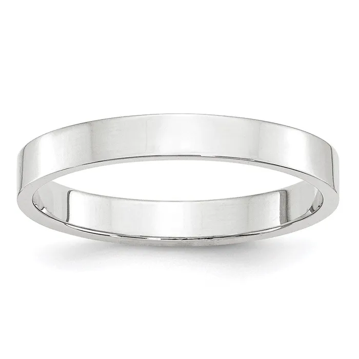 Rings Solid 18K White Gold 3mm Light Weight Flat MensWomens Wedding Band Ring Size 11 Goldia