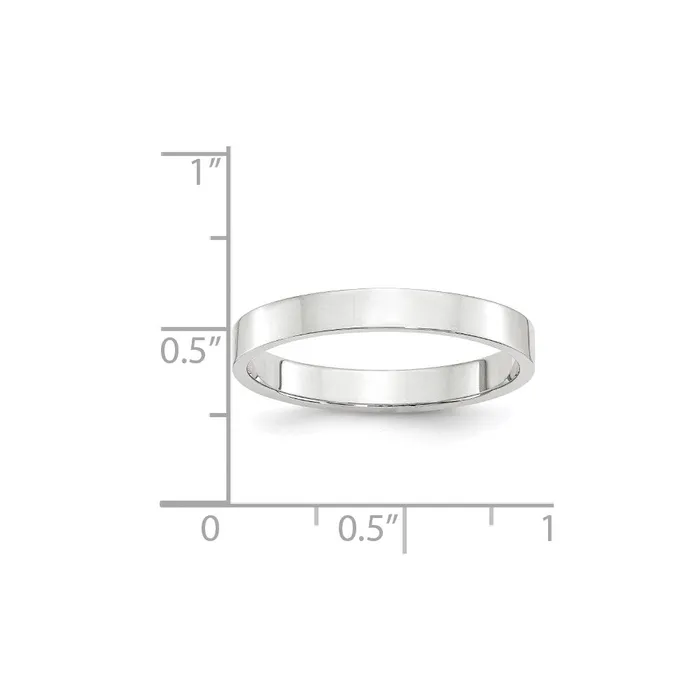 Rings Solid 18K White Gold 3mm Light Weight Flat MensWomens Wedding Band Ring Size 11 Goldia