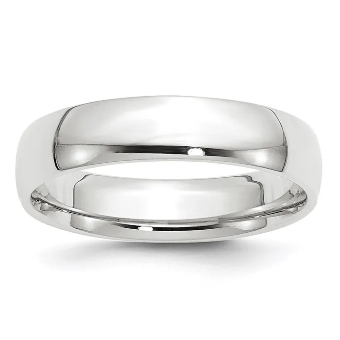 Rings Solid 18K White Gold 5mm Light Weight Comfort Fit MensWomens Wedding Band Ring Size 105 Goldia