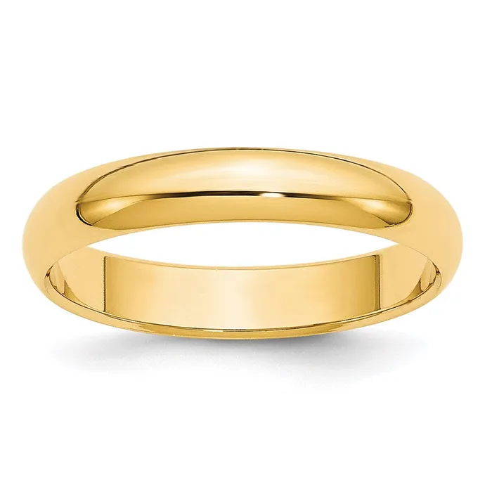 Rings Solid 18K Yellow Gold 4mm HalfRound Wedding MensWomens Wedding Band Ring Size 75 Goldia