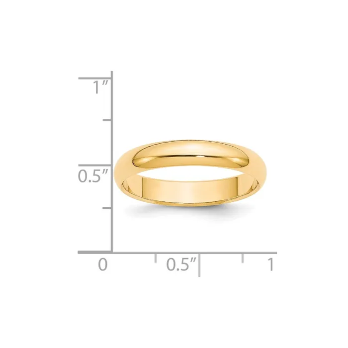 Rings Solid 18K Yellow Gold 4mm HalfRound Wedding MensWomens Wedding Band Ring Size 75 Goldia