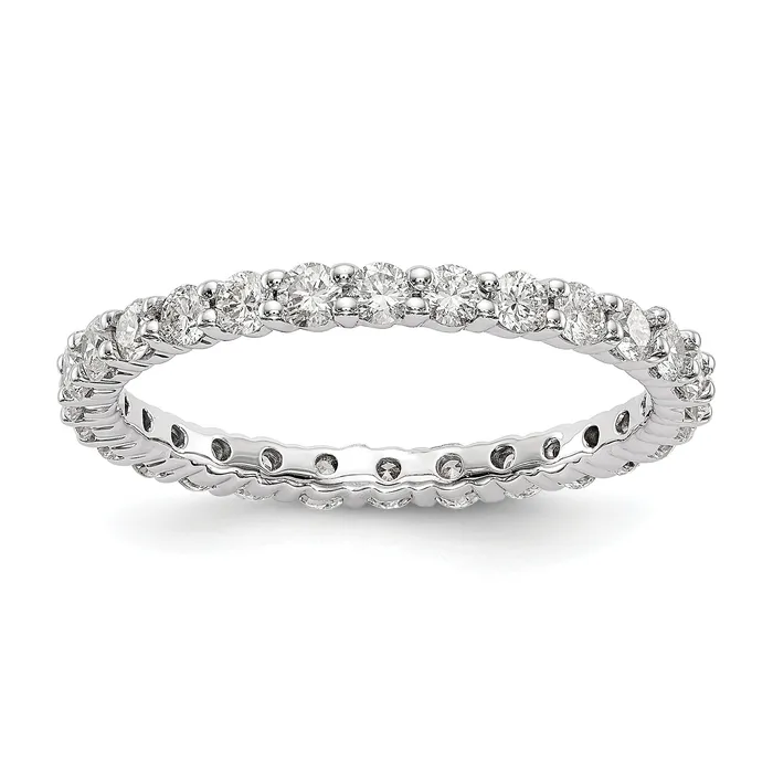 Rings Solid Real 14k White Gold Polished shared Prong 1ct CZ Eternity Wedding Band Ring Goldia