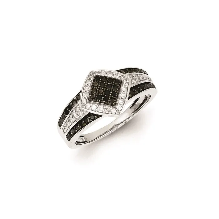 Rings Sterling Silver Black u0026 White Diamond Fashion Ring Goldia