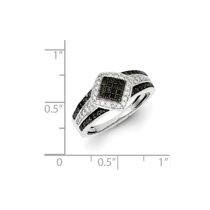 Rings Sterling Silver Black u0026 White Diamond Fashion Ring Goldia