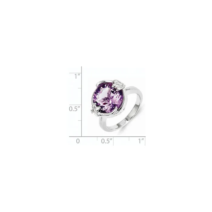Rings Sterling Silver Pink Quartz and Diamond Ring Goldia
