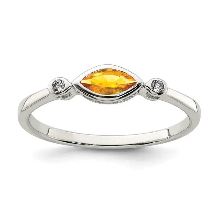 Rings Sterling Silver Polished Citrine and White Topaz Ring Goldia