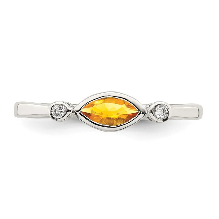 Rings Sterling Silver Polished Citrine and White Topaz Ring Goldia