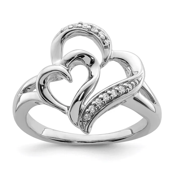 Rings Sterling Silver Rhodium Diamond Heart Ring Goldia