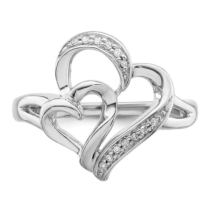 Rings Sterling Silver Rhodium Diamond Heart Ring Goldia